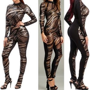 Pants - Zebra sequin design jumpsuit Pants - Zebra sequin design jumpsuit